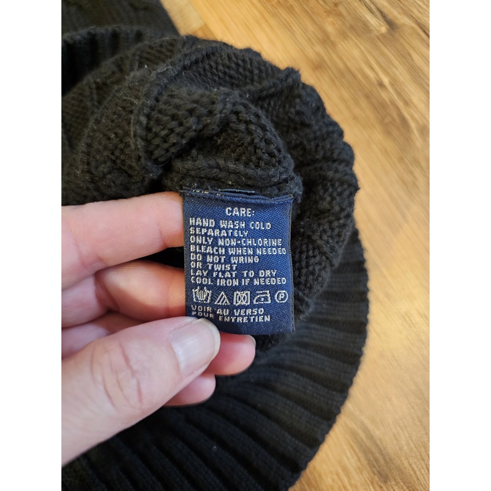 Polo Ralph Lauren Black Cable-Knit Sweater Women's Size S Preppy Pony Logo Y2K - Picture 5 of 5